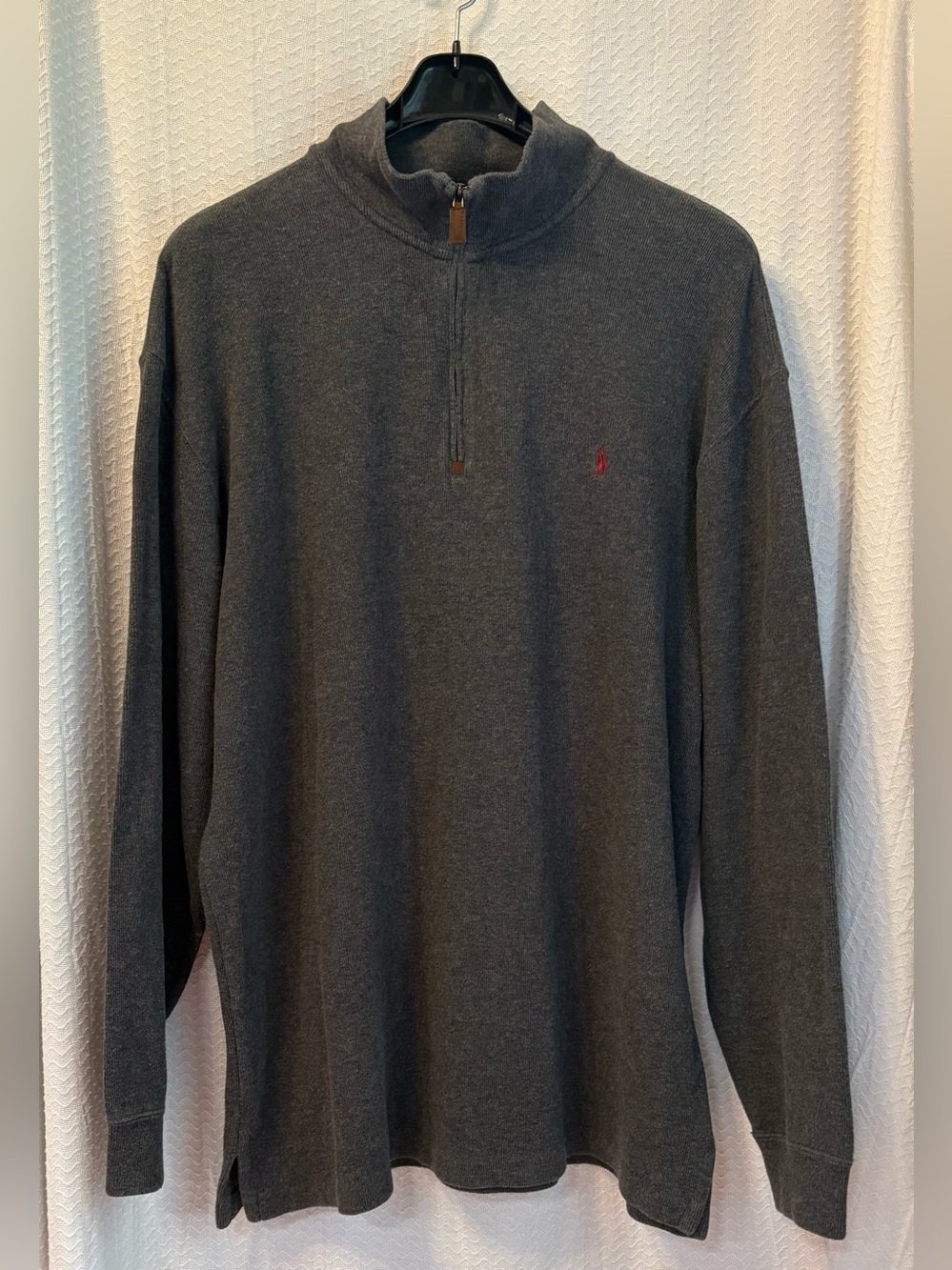 Polo Ralph Lauren Dark Gray 1/4 Zip Cotton Sweater Size  XL Tall